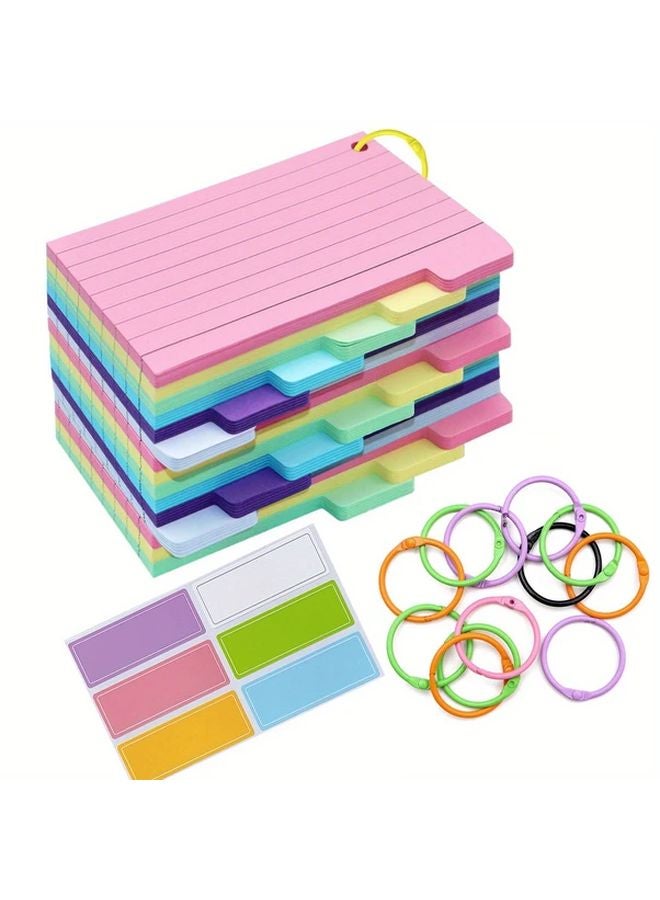 300pcs Multicolor Index Cards 3.3x5 Inches with Rings and Sticky Tabs Lined Both Sides - Image 1